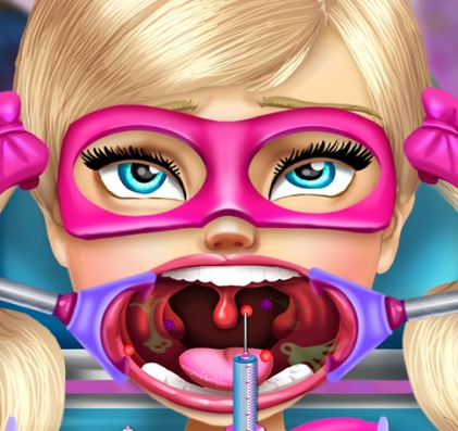 Play Super Barbie Sister Throat Doctor Game