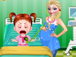 Play Pregnant Elsa Baby Doctor Game