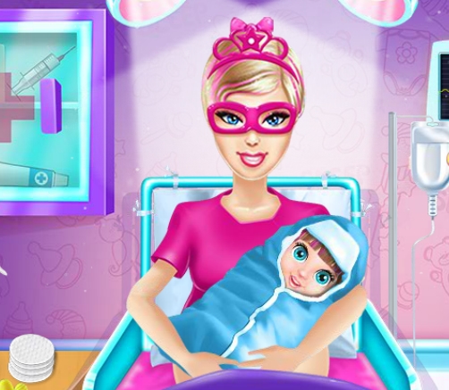 Play Barbie Superhero and the New Born Baby Game
