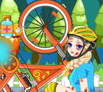 Play Elsa Bicycle Accident Doctor Game