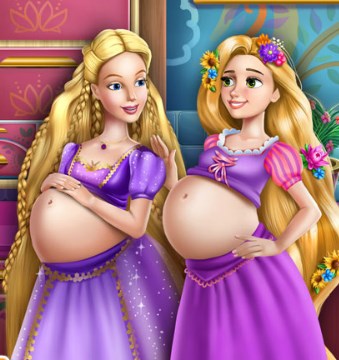 Play Barbie And Rapunzel Pregnant BFFs Game